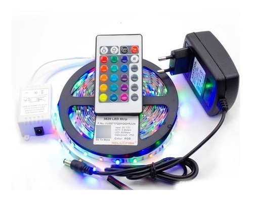 Cinta Tira 300 Led 5mt Rgb Control Remoto 3528 Siliconada