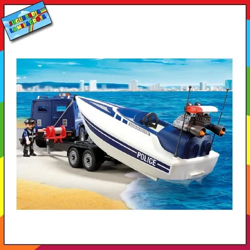 Coche policia con lancha playmobil new arrivals