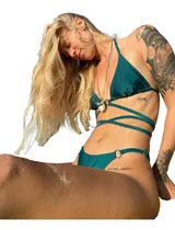 Comprar Bikinis Mallas Mujer  Triangulo Y Colaless Regulable Ambar