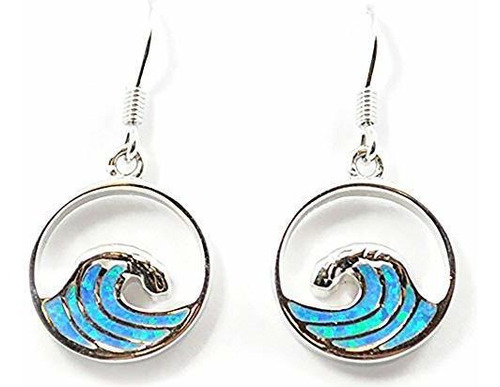 Tropical Usa 925 Sterling Silver W- Synthetic Opal Wave Hook