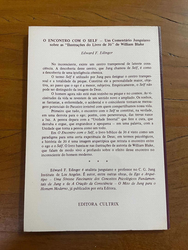 Livro O Encontro Com O Self Edward Edinger Cultrix Jung