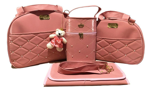 Kit Bolsas De Bebê Saída Maternidade Menina E Menino Rose