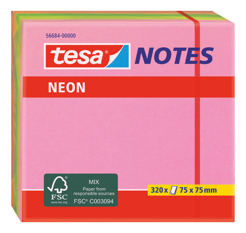 Notas Adhesivas 75 X 75 Color Neón 320 Hojas Tesa