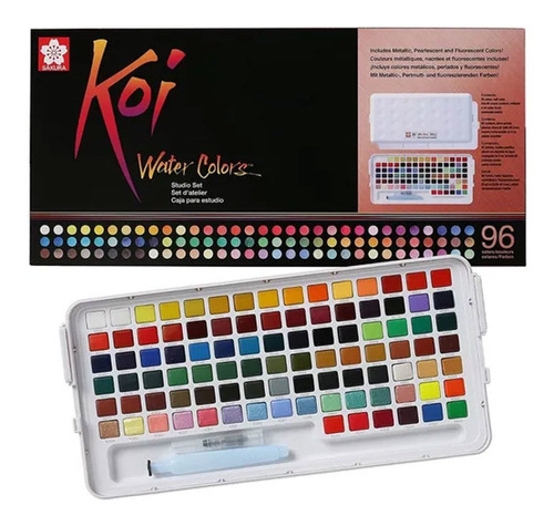 Estojo Tinta Aquarela Pastilha Sakura Koi Water 96 Cores Cor DIVERSAS