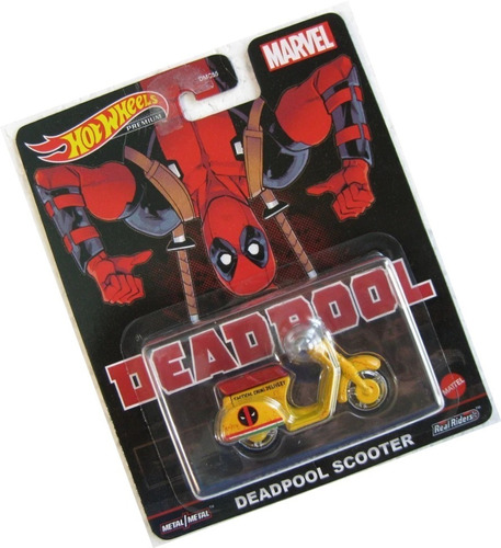 Moto Scooter Deadpool Hot Wheels Premium Película Marvel