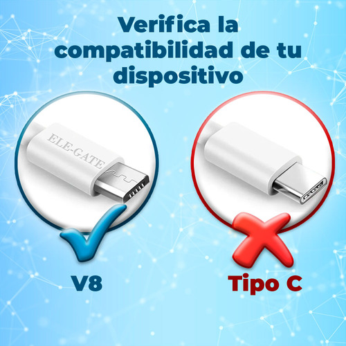 Cable V8 2 Metros Carga Rápida Durabilidad Genérico Blanco Ele-Gate