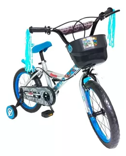 Bicicleta niños Disney 7126 2023 R16 frenos herradura color azul con ruedas de entrenamiento