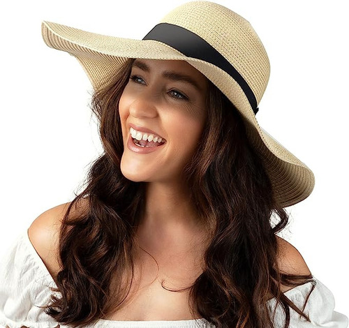 Sombrero De Paja Transpirable De Ala Ancha Para Mujer, De Ve