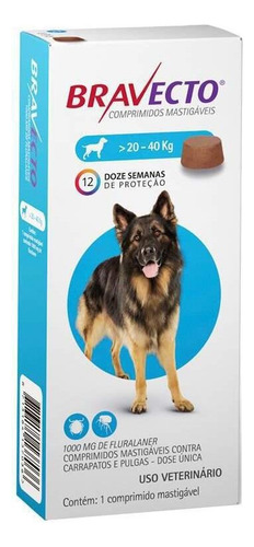 Bravecto Antipulgas E Carrapatos Comprimido Cães 20 A 40kg