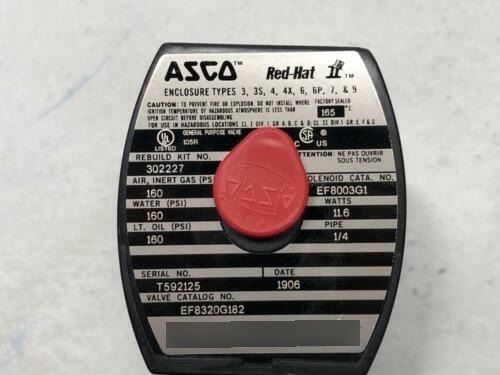 Asco Redhat 1/4 Solenoid Valve Ef8003g1/ef8320g182 Ttv
