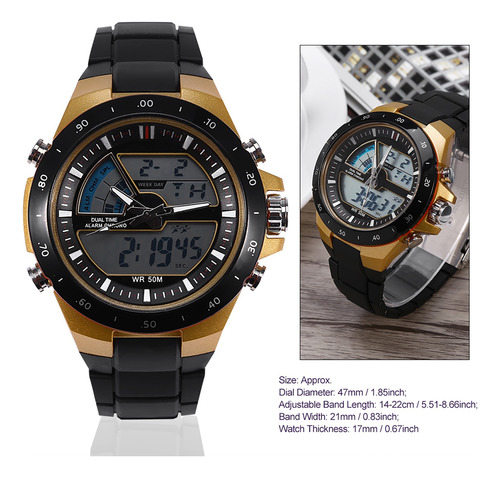 Reloj De Pulsera Para Hombre Analógico Y Digital Con Luz