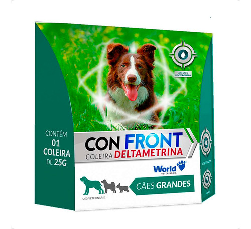 2 Confront Coleira Deltametrina 25g P/ Cães Porte Grande 1un