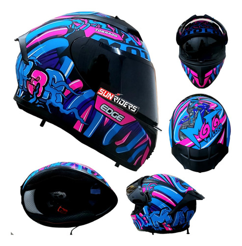 Casco Integral Edge Azul Certificado Dot Motoloco Fz Ns