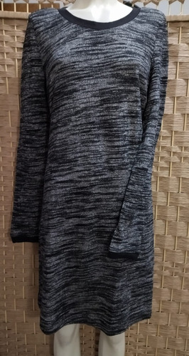 Vestido Hering De Lanilla, Gris Jaspeado Con Negro Y Blanco