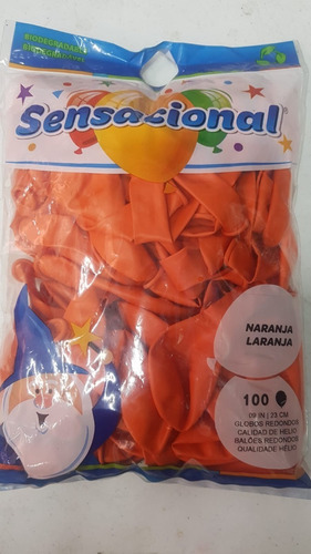 Globos De Látex Color Naranja Sensacional 100pzs #9