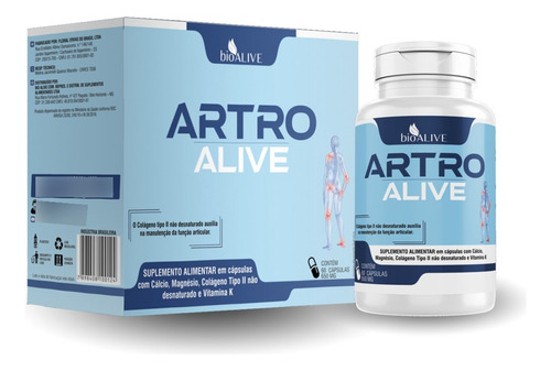 Colágeno Tipo 2 Mdk Artro Alive - 60 Cápsulas Sabor Cápsulas De Gelatina De Fácil Deglutição