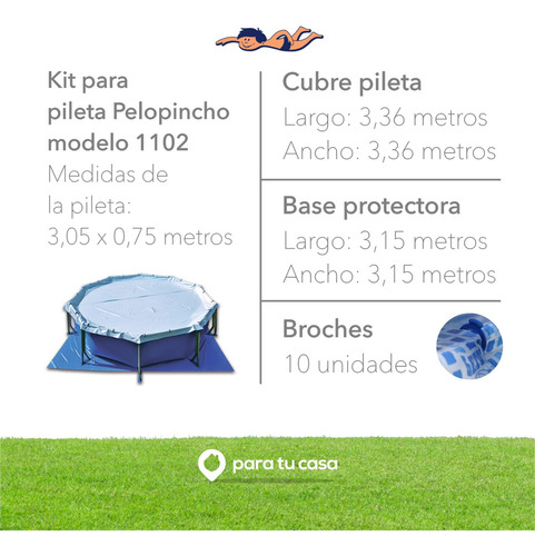 Imagen 3 de 10 de Cubre Pileta Cobertor Y Base Protectora 1102 Pelopincho Ct