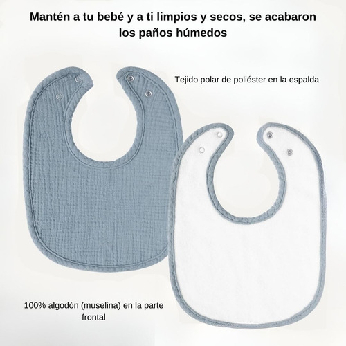 U Chef Set De 8 Baberos Impermeables 100% Algodón Unisex
