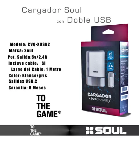 Cargador Celular Tablet 2.4a 2 Salidas Usb Carga Rapida 5v