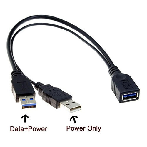 Cy Usb 3.0 Hembra A Doble Usb Macho Extra Power Data Y Exten