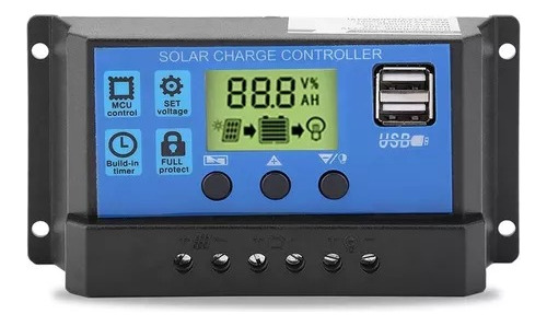 Regulador De Carga Solar Digital 12v 24v 10a  2usb