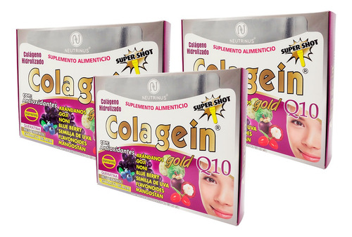 Kit 3 Suplemento Alimenticio Ingerible Colágeno Hidrolizado