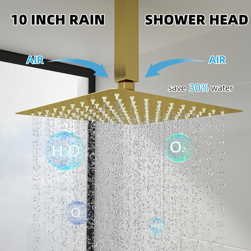 Sistema De Ducha De Techo 10 Con Boquilla Y Grifo De Lluvia