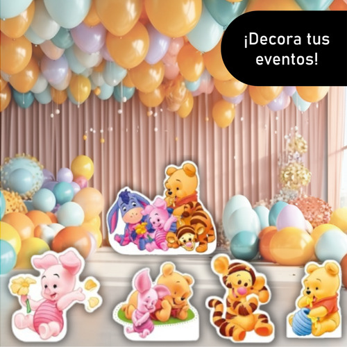 Figuras Winnie Pooh Bebé Base Rígida Kit 7 Pzas Coroplast