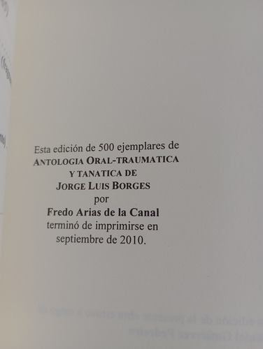 Antología De La Poesía Oral Traumatica Y Tanatica De Jorge L (Usado)