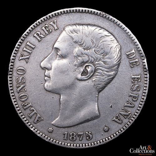 España, 5 Pesetas, 1875. Alfonso Xll. Duro De Plata. Vf (Usado)