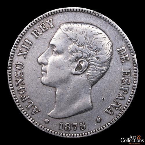 España, 5 Pesetas, 1875. Alfonso Xll. Duro De Plata. Vf