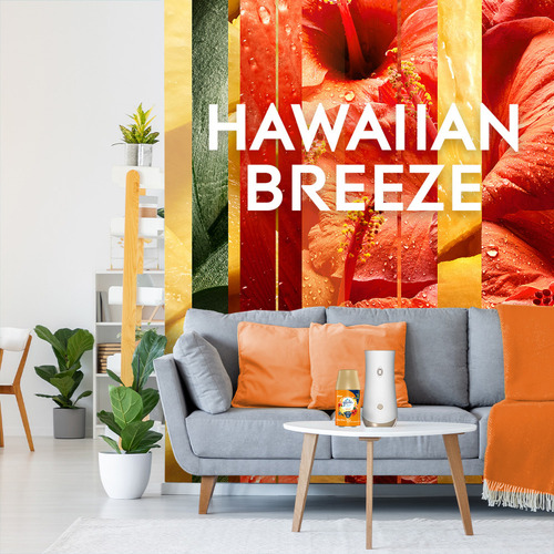 Aromatizante Automático en Aerosol Glade, Frescura Programable para tu Hogar durante Hasta 70 Días, Aroma Hawaiian Breeze, Repuesto de 270 ml