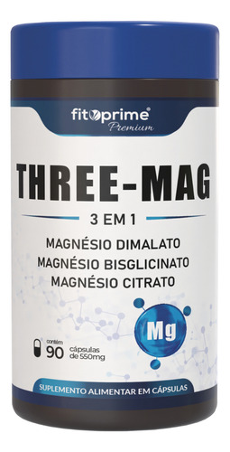 Tri Magnésio 3 Em 1 Di-malato Bisglicinato Citrato Three-mag Fitoprime Sem sabor