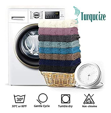 Juego De Alfombras De Baño De Chenilla Turquesa Superabsorbe