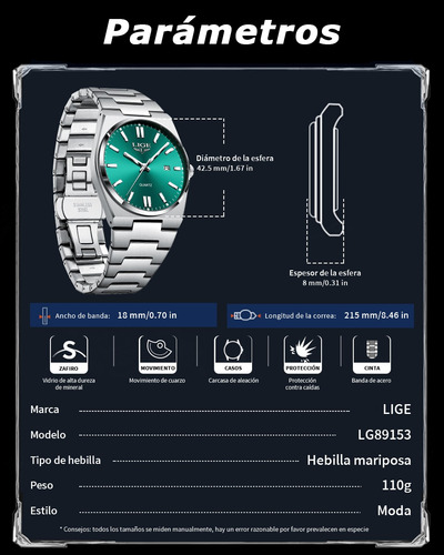 Reloj De Cuarzo Hombre Analógico Relojes Pulsera Moda Watch