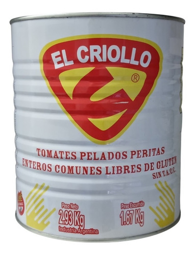 Tomates Pelados Perita Enteros El Criollo 2.93 K. Sin Tacc