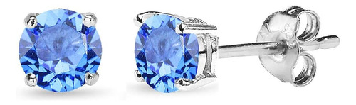 Pendientes Azules Para Mujer, Pendientes De Tuerca De Plata