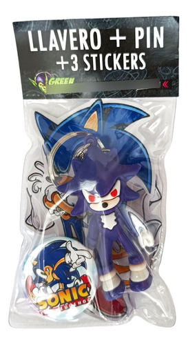 Pack De Llavero + Pin + Stickers Sonic The Hedgehog Gamer