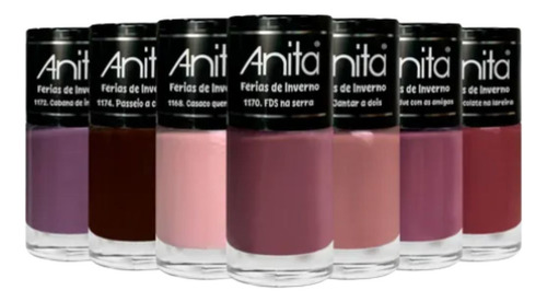 Kit Com 7 Esmaltes Anita  Coleção Férias De Inverno