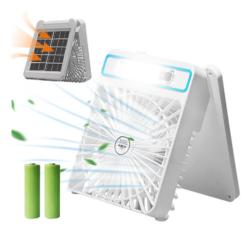 Ventilador De Camping Portátil Recargable Con Luz Led Solar