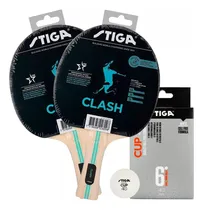 Comprar Set 2 Paletas Ping Pong Stiga Clash + 6 Pelotas Stiga Cup