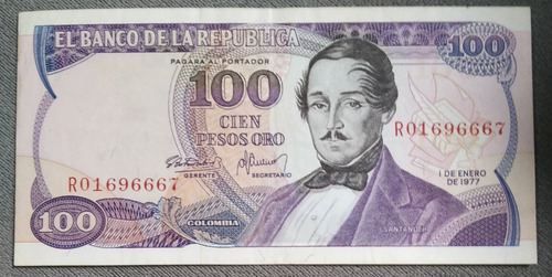 Billete De 100 Pesos El Año 1977 Reposición 