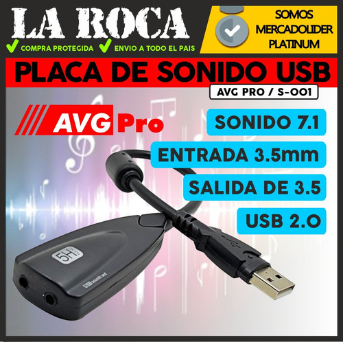 Imagen 3 de 10 de Placa De Sonido Usb Externa Audio 7.1 Pc Windows Mac