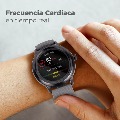 Smartwatch Techzone Casual Contra Salpicaduras Grado Ip 67 Color de la caja Negro y Blanco Color de la correa Gris