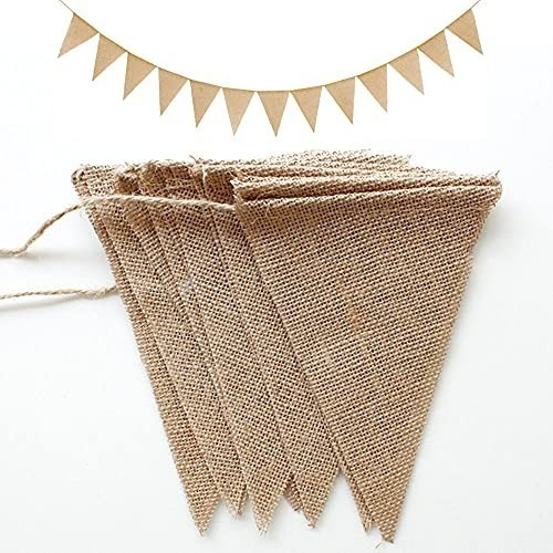 Imagen 1 de 7 de Banderines Decorativos Guirnaldas De Arpillera Yute