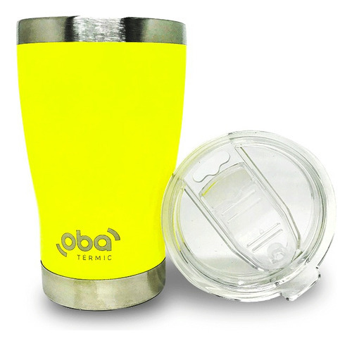 Caneca Térmico D/bebidas Cerveja Água Refri Café Em Aço Inox Cor Amarelo Liso