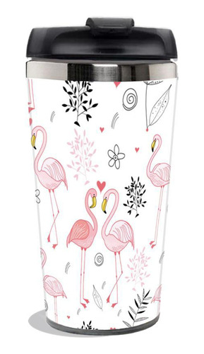 Copo Térmico Flamingos Rosa E Branco