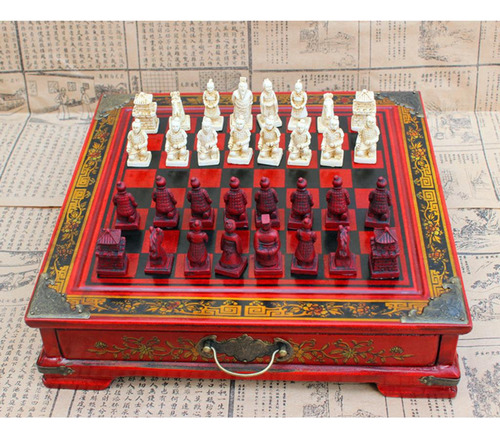 De Ajedrez De Vintage Coleccionables, Ajedrez Rojo Para