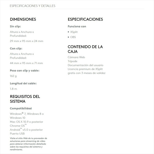 Cámara Web Logitech C922 Pro Stream Webcam 1080p Con Trípode