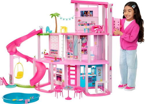 Casa De Muñecas Con Más De 75 Piezas Y Tobogán Barbie